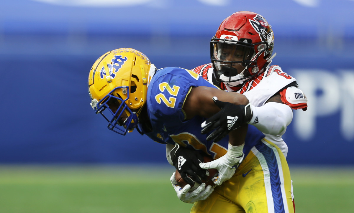 Jakeen Harris, who had a pick six called back because of a penalty, makes a tackle