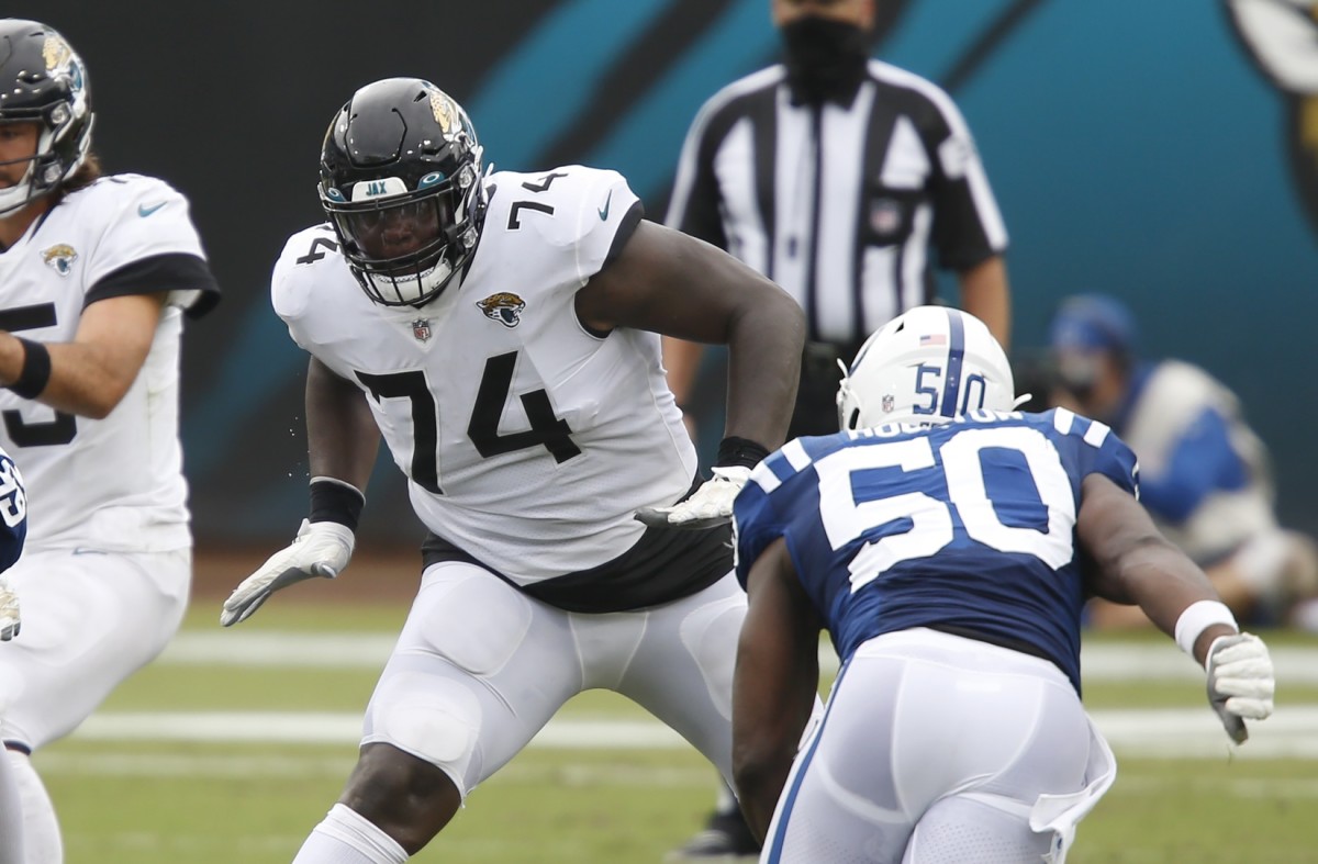 Jacksonville Jaguars left tackle Cam Robinson has led an improved O-line this season.