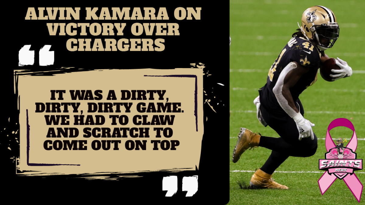 Big game from Alvin Kamara propels Saints to win during wet, windy