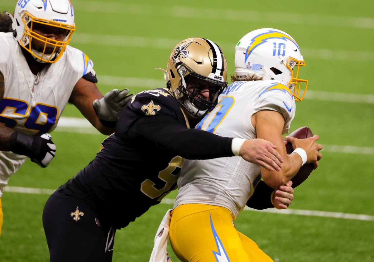 New Orleans Saints Game-Used Football vs. Los Angeles Chargers on October 12, 2020