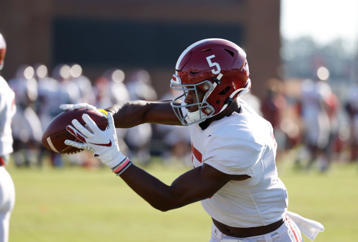 Javon Baker, Alabama practice, October 14, 2020