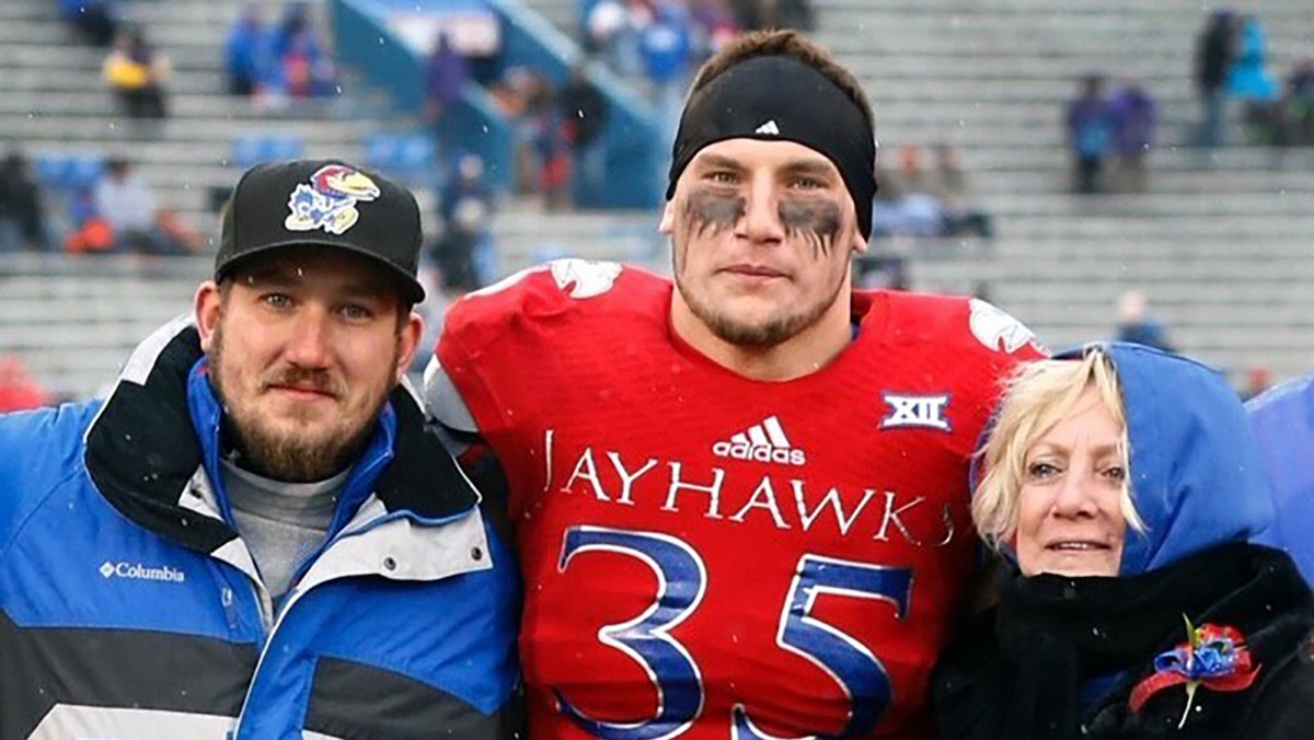 Semke was a defensive end with the Jayhawks.