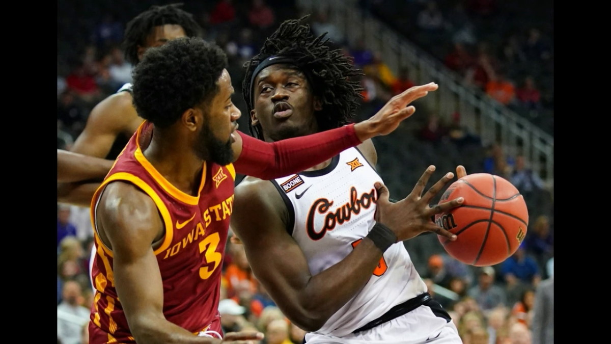 When last seen, Isaac Likekele was leading Oklahoma State to a Big 12 Tournament win over Iowa State. USA TODAY Sports Images