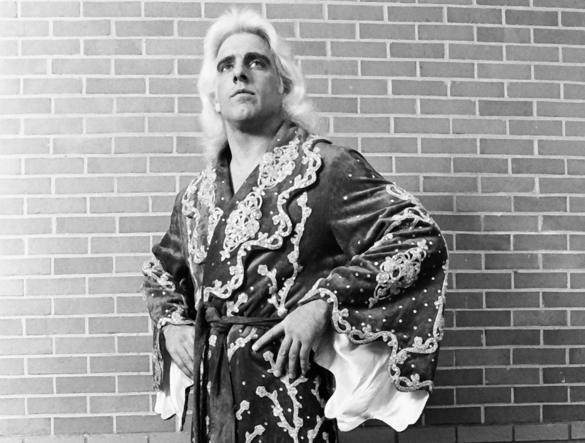 Ric "Nature Boy" Flair poses before a 1979 wrestling match in Greenville, S.C.