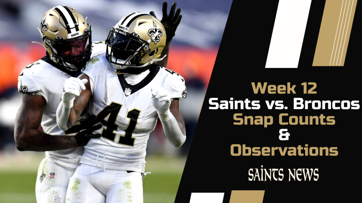 Week 12 New Orleans Saints Snap Counts and Observations