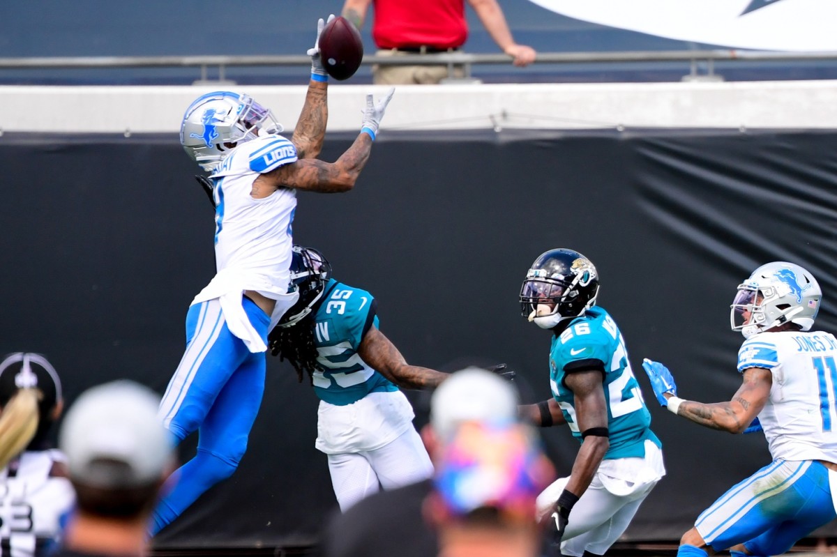 Golladay makes a catch against the Jacksonville Jaguars. 