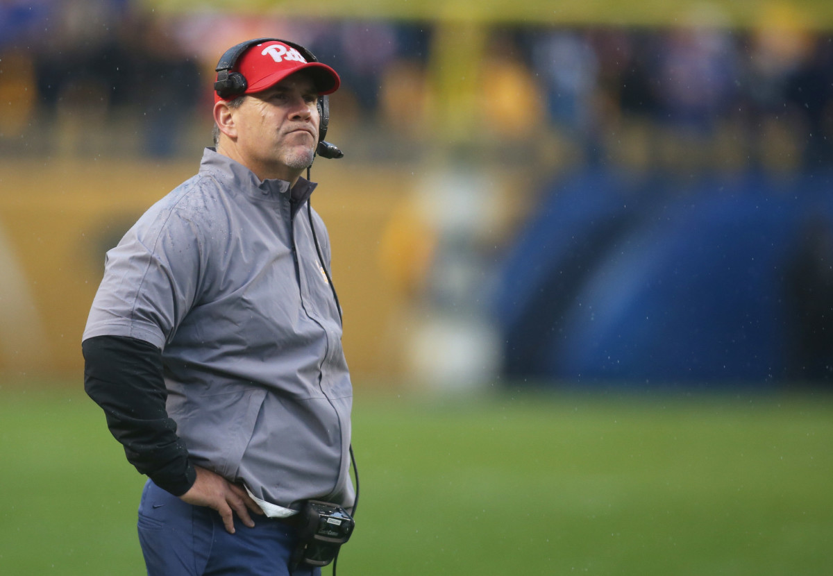 Pittsburgh Panthers assistant head coach Charlie Partridge looks on against the Duke Blue Devils during the third quarter at Heinz Field. PITT won 54-45.