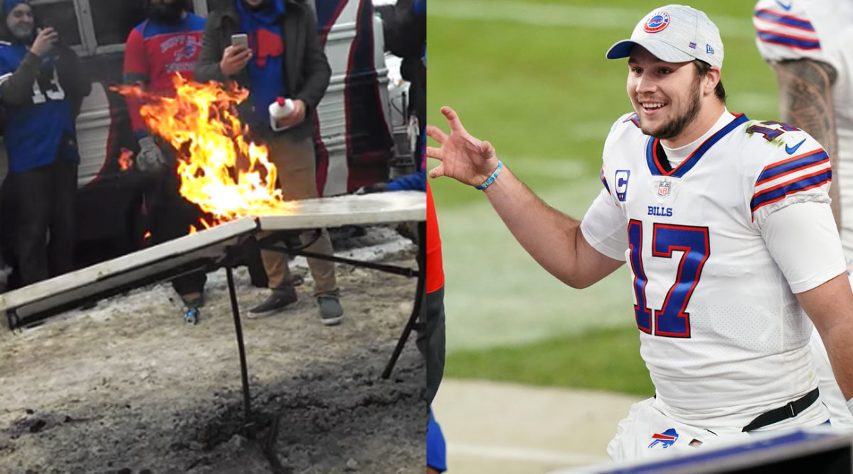 Josh Allen says he'll join Bills Mafia by jumping off a bus and through a  table if Buffalo wins Super Bowl 