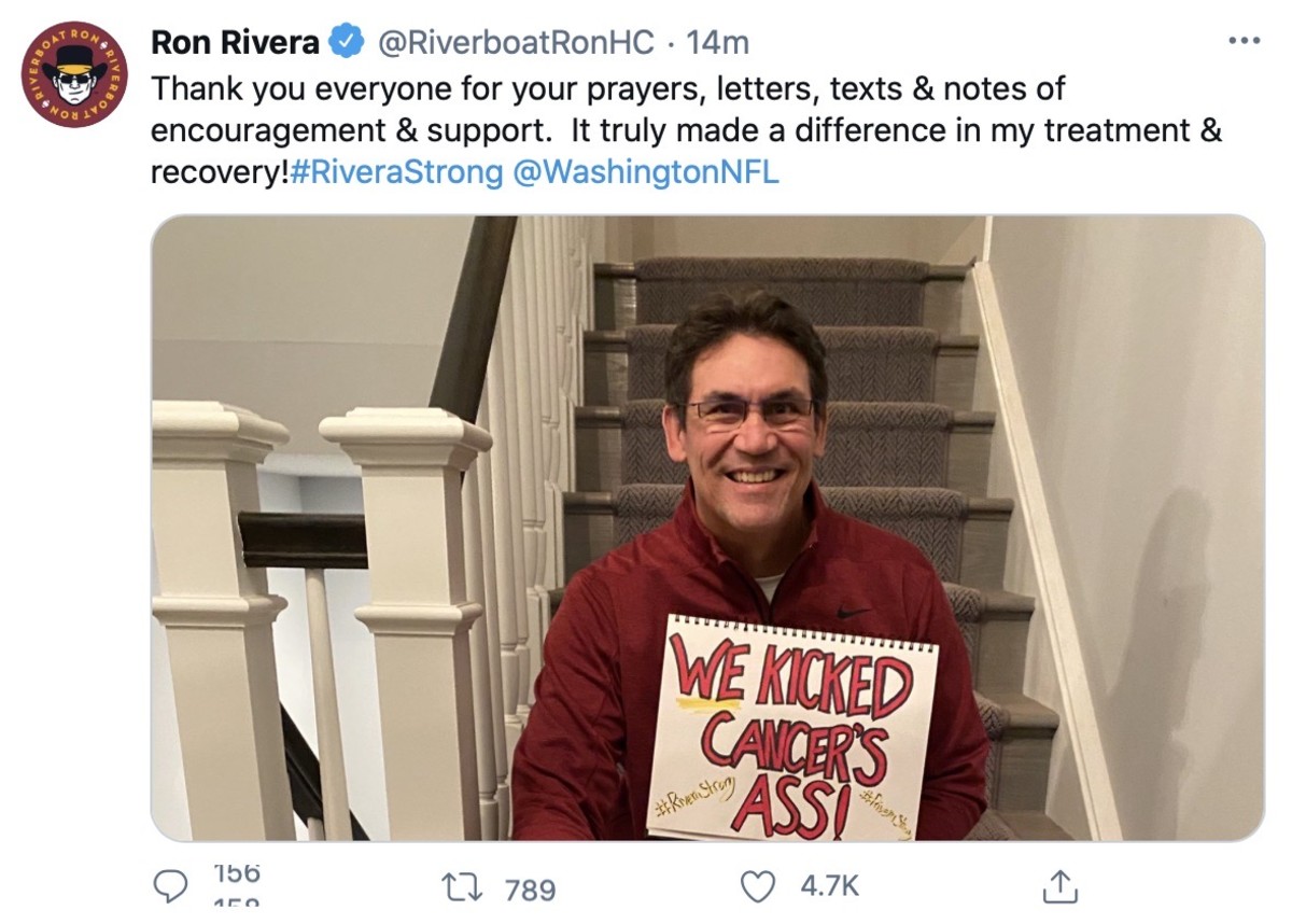 ESPN - Washington Football Team head coach Ron Rivera is cancer free 