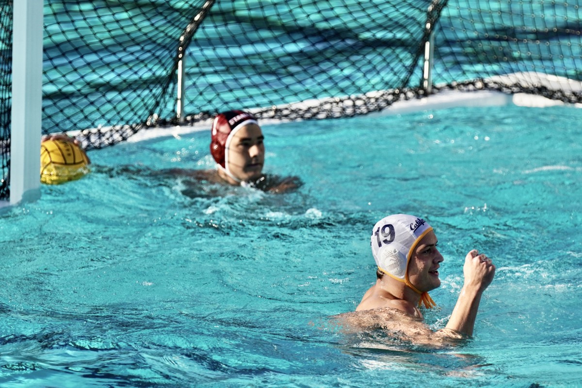 Cal's Jack Deely celebrates one of his four goals against Stanford