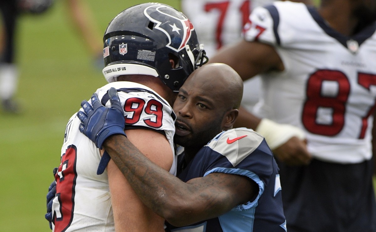 Houston Texans defensive end J.J. Watt plays against the Tennessee Titans  in the second half of an NFL football game Sunday, Sept. 16, 2018, in  Nashville, Tenn. (AP Photo/Mark Zaleski)