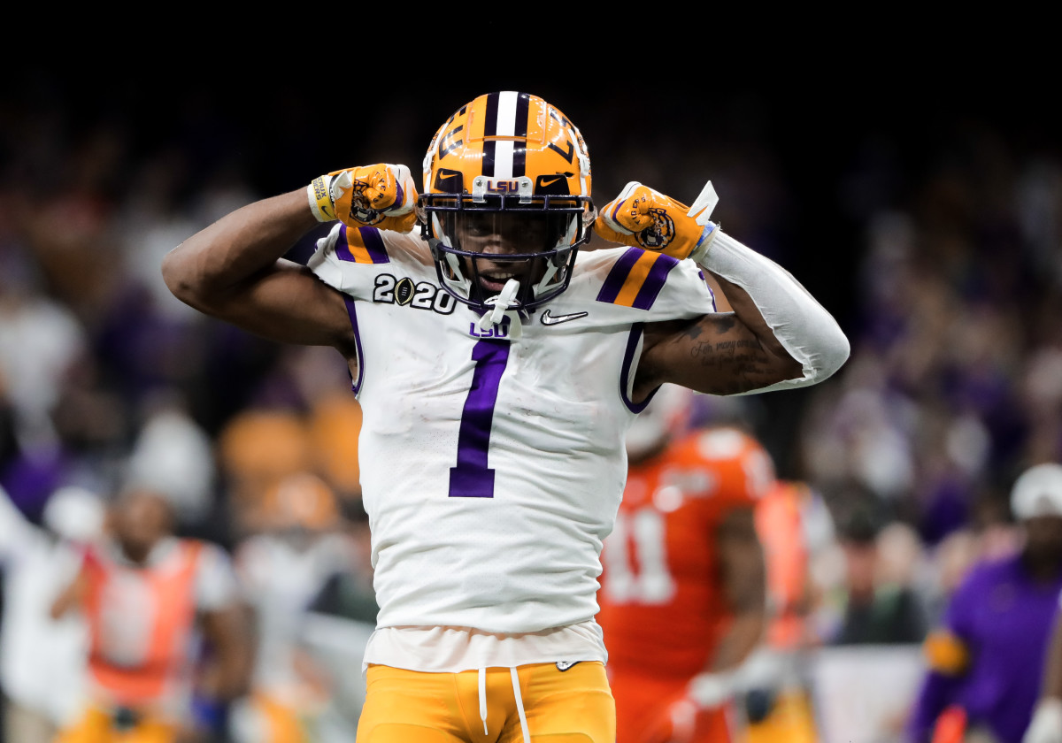 Ja'Marr Chase LSU Tigers Unsigned Flexing Photograph