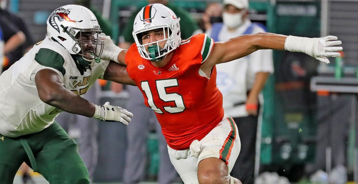 Miami Hurricanes DE Greg Rousseau falls in latest PFF mock draft