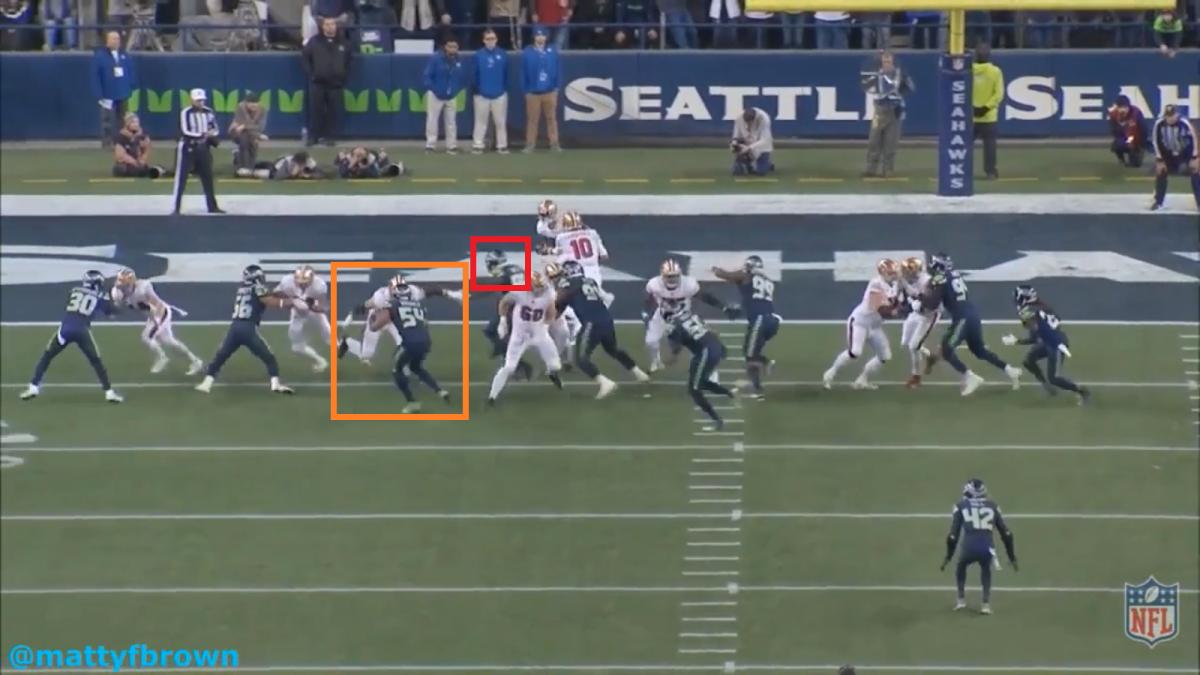 Green's missed tackle leaves Wagner hanging out to dry across from McGlinchey.