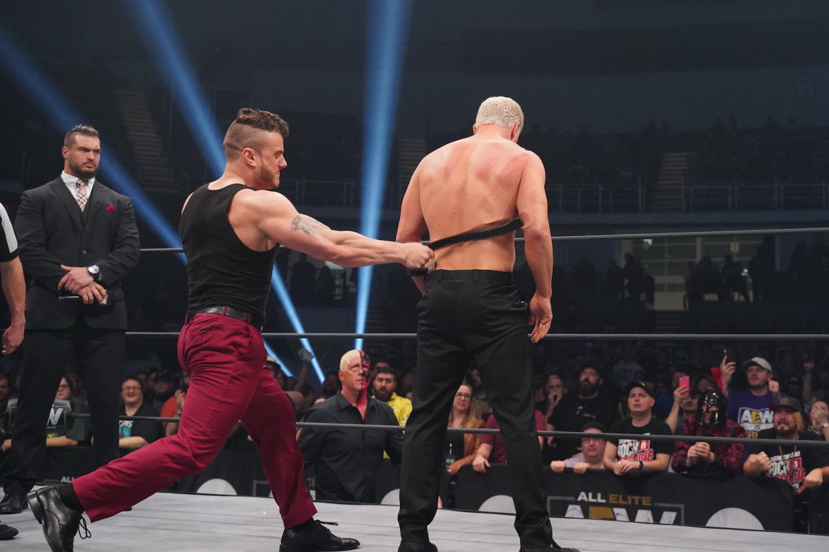 MJF hits Cody Rhodes with a belt during AEW Dynamite