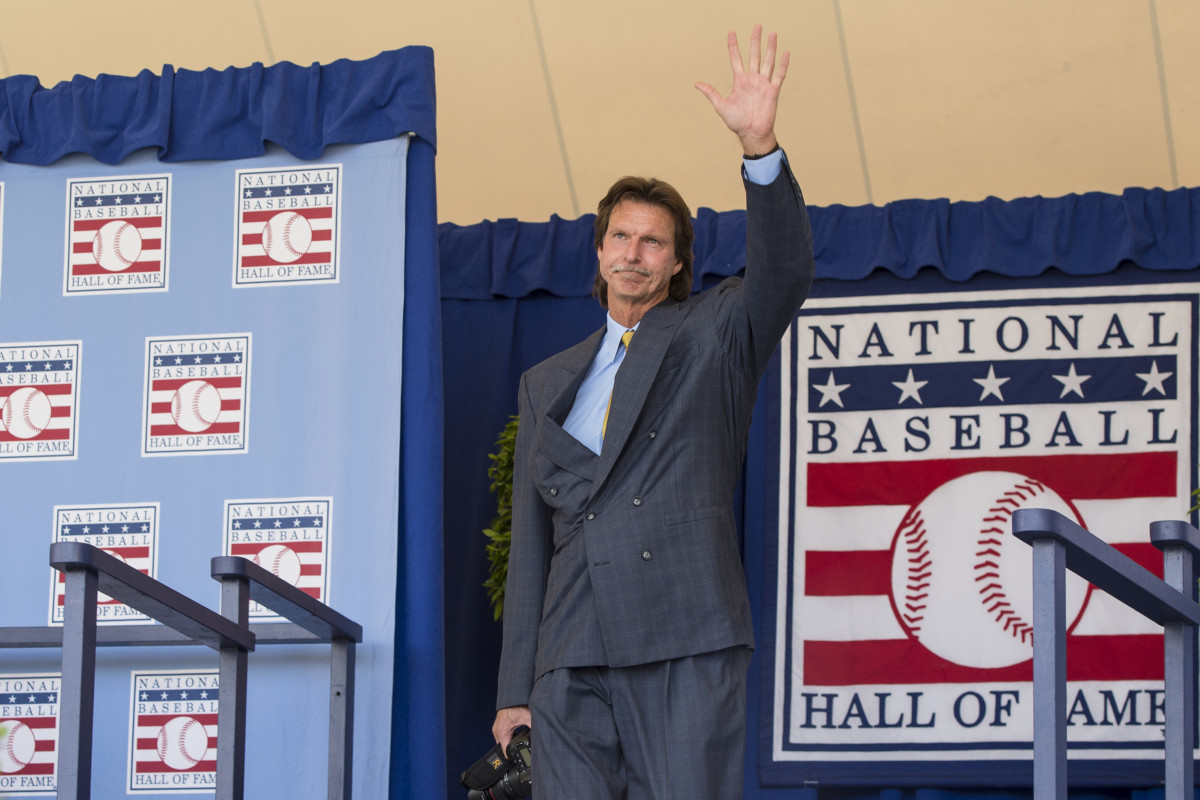 Hall of Famer Randy Johnson chats to A's Manaea, Luzardo and