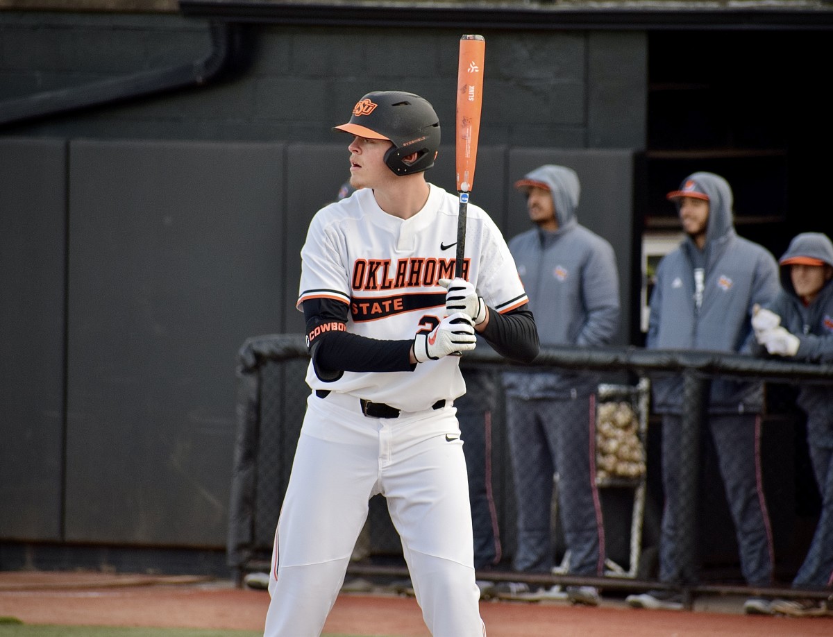 Justin Campbell poised at the plate just before he hit the two-run home run in the fourth inning.