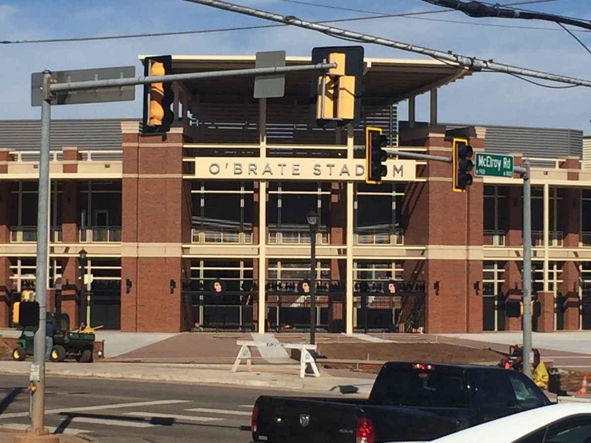 O'Brate Stadium looks ready, but it's opening will have to wait.