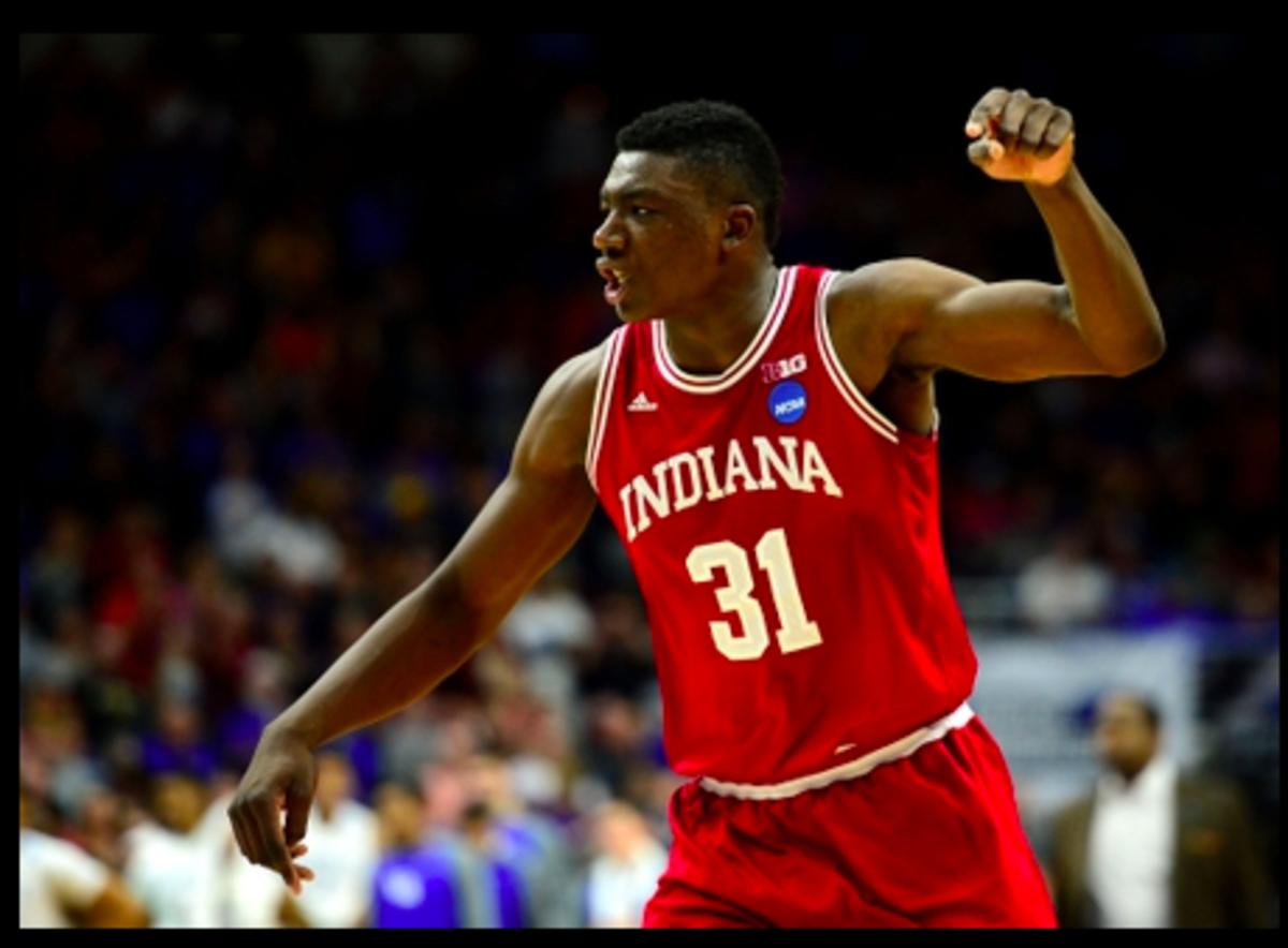 Indiana freshman Thomas Bryant dominated inside for the Hoosiers in the second-round win over Kentucky. (USA TODAY Sports.)