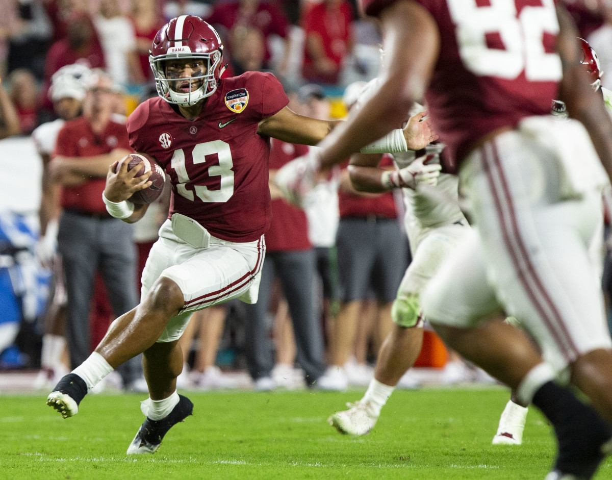 Tua Tagovailoa running at the Orange Bowl