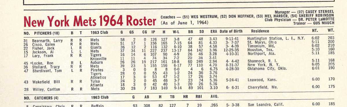 From a Mets program in 1964.