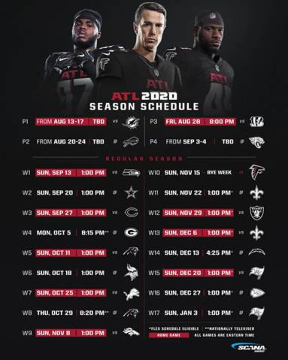 Atlanta Falcons' Opponents for 2023-24 NFL Season Schedule