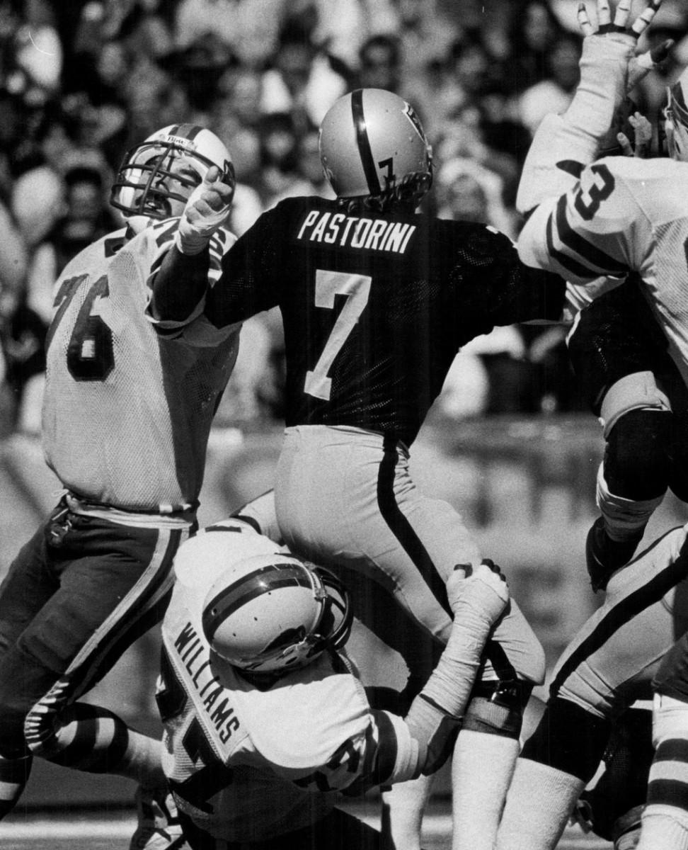 Fred Smerlas, Ben Williams and the rest of the Bills' defense manhandled Oakland and Dan Pastorini during a 24-7 victory on Sept. 28, 1980. Buffalo Bills