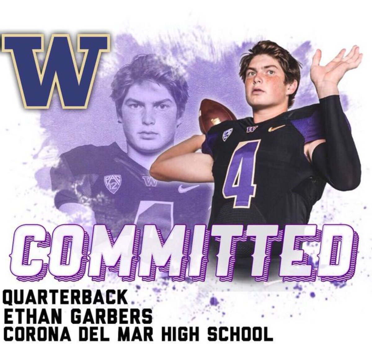 Ethan Garbers when he committed to Washington.