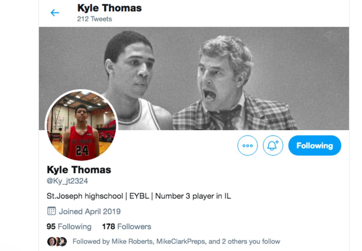 Kyle Thomas doesn't use Twitter much, but he pays homage to his father in his cover photo.