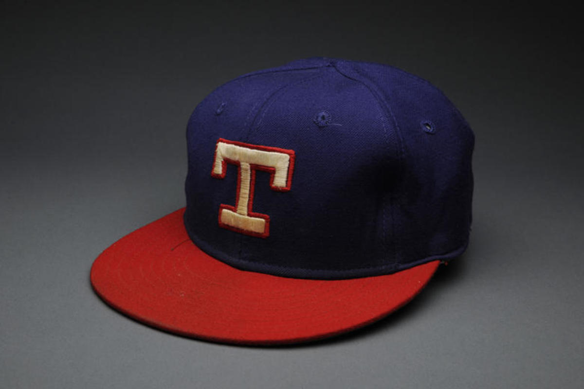 Texas Rangers cap worn Bert Blyleven on September 22, 1977 when he pitched a no-hit game against the California Angels. (Milo Stewart Jr./National Baseball Hall of Fame Library)