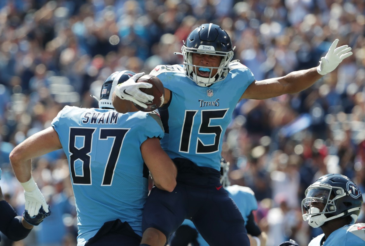 Tennessee Titans wide receiver Nick Westbrook-Ikhine (15) runs a route  during their game against the New York Giants Sunday, Sept. 11, 2022, in  Nashville, Tenn. (AP Photo/Wade Payne Stock Photo - Alamy