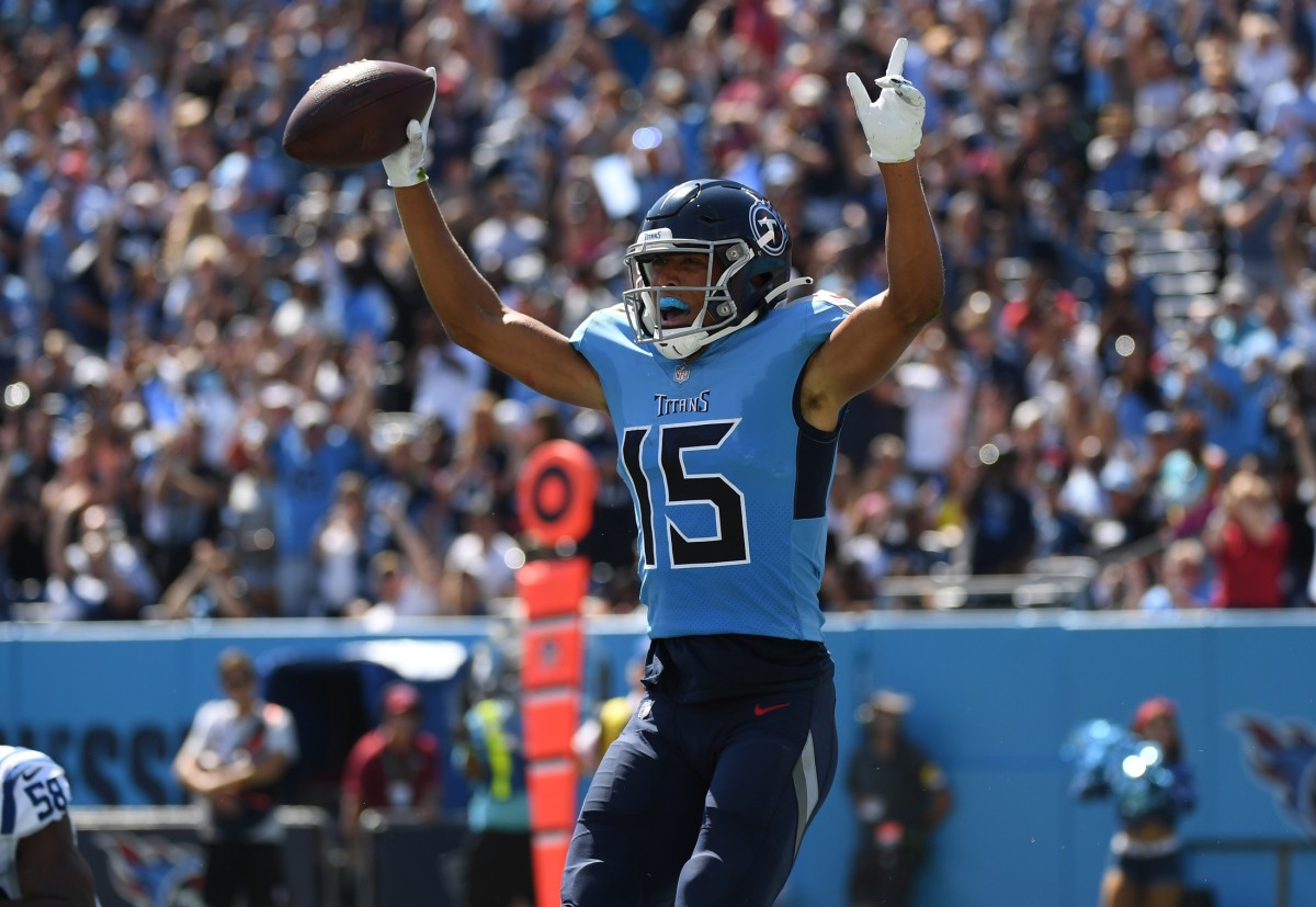 FILE - Tennessee Titans wide receiver Nick Westbrook-Ikhine leaves the  field after a win over the San Francisco 49ers in an NFL football game  Thursday, Dec. 23, 2021, in Nashville, Tenn. Finding