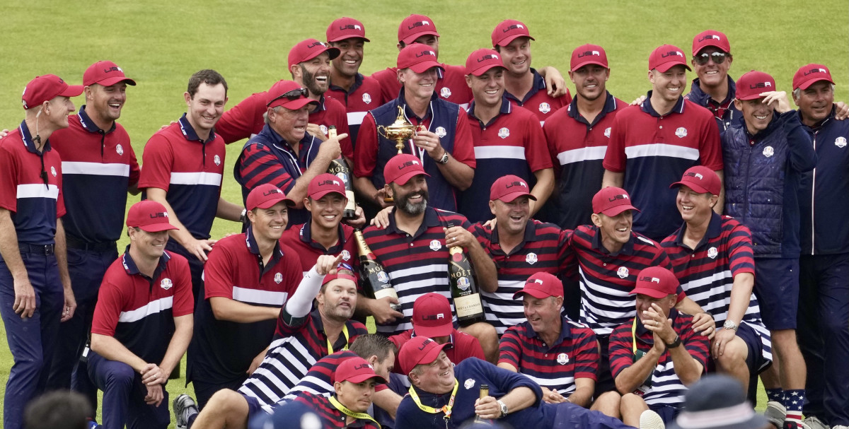 The Americans celebrate their victory