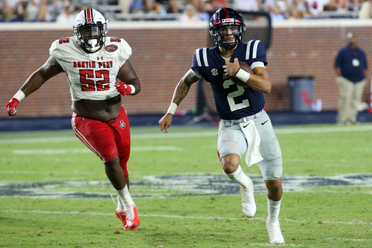 Matt Corral, the Ole Miss quarterback that's the leading contender for the Heisman Trophy