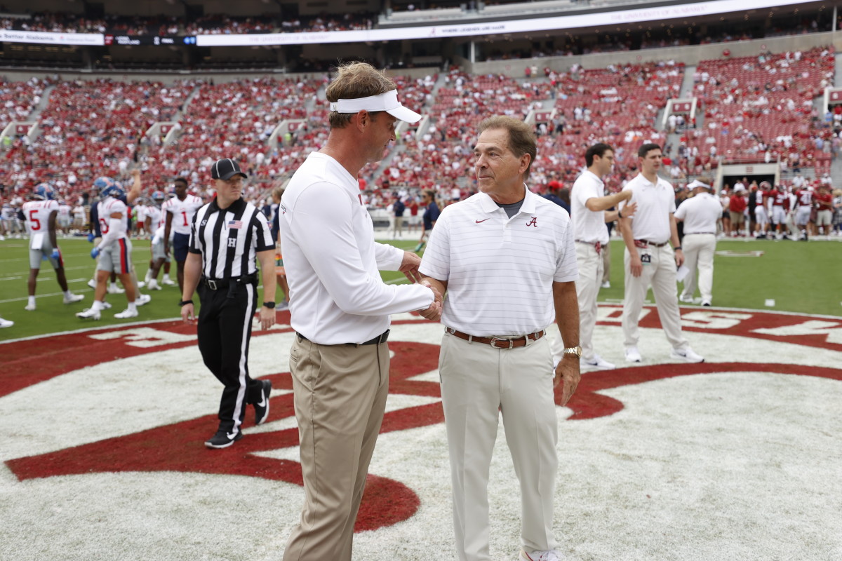 Lane Kiffin and Nick Saban