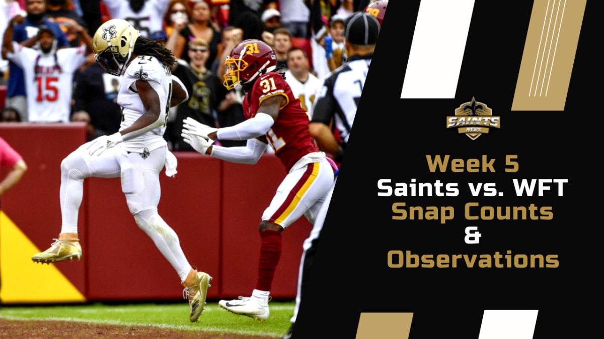 Week 5 New Orleans Saints Snap Counts and Observations Sports