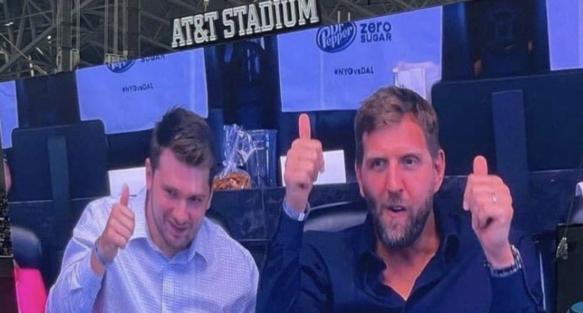 NBA on ESPN on X: Luka Doncic and Dirk Nowitzki caught the Cowboys game  today 