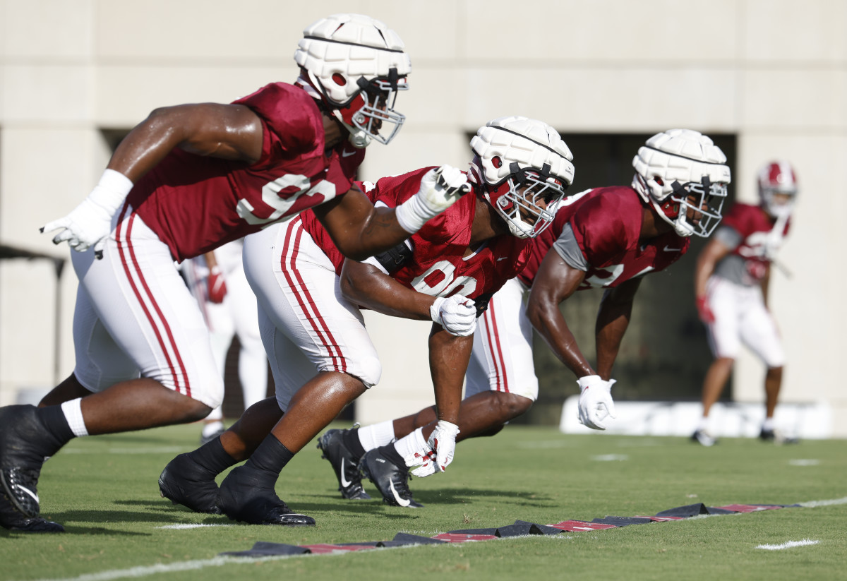 Defensive line at practice