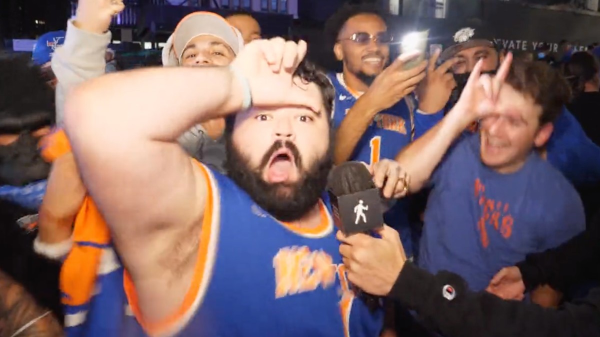 Picture Of New York Knicks Fans Celebrating Outside Madiso…