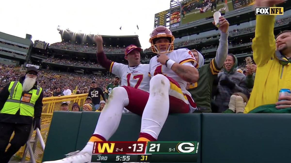 Packers-Washington: Taylor Heinicke does premature Lambeau Leap (video) -  Sports Illustrated