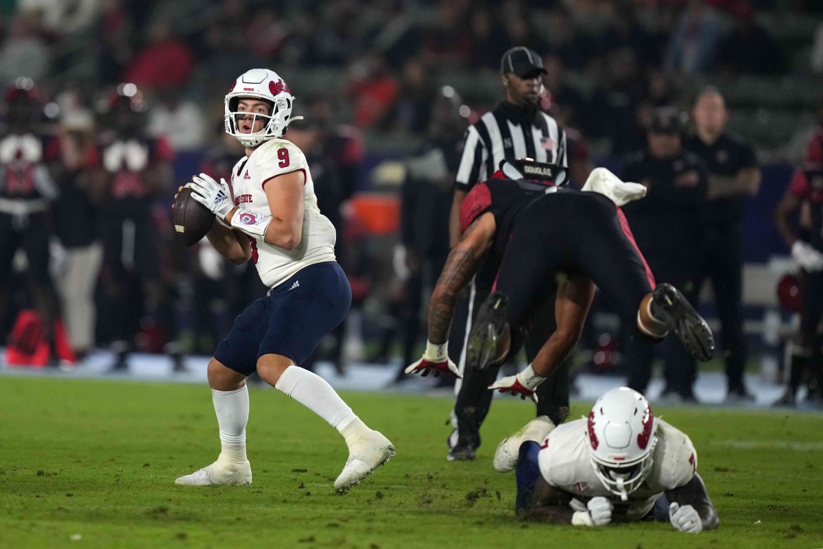 Jake Haener looks for a receiver against San Diego State.