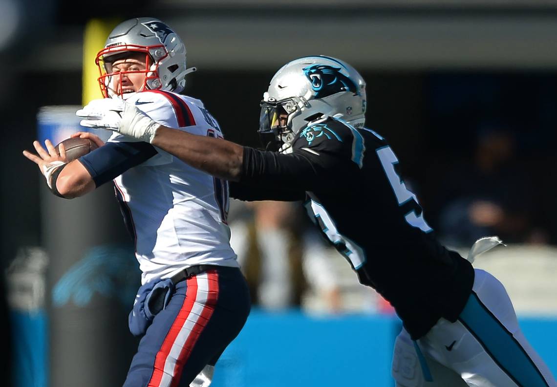 Panthers' Burns wishes 'happy hunting' on Patriots QB Jones