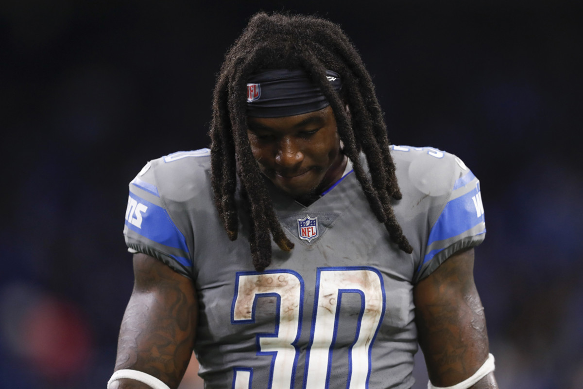 Detroit Lions linebacker Malcolm Rodriguez (44) pursues a play on defense  against the Miami Dolphins during an NFL football game, Sunday, Oct. 30,  2022, in Detroit. (AP Photo/Rick Osentoski Stock Photo - Alamy