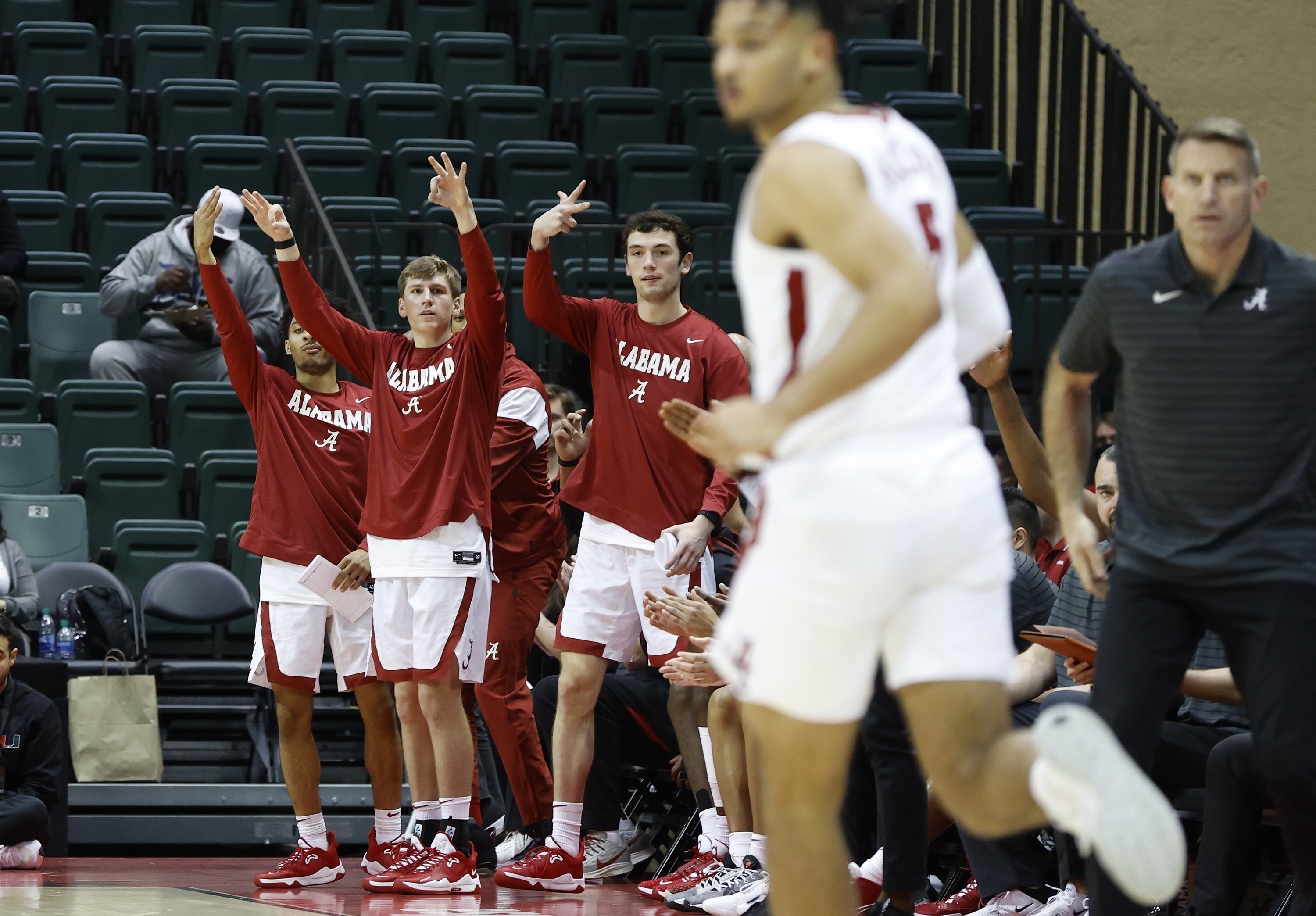 Alabama bench, Tyler Barnes and Britton Johnson