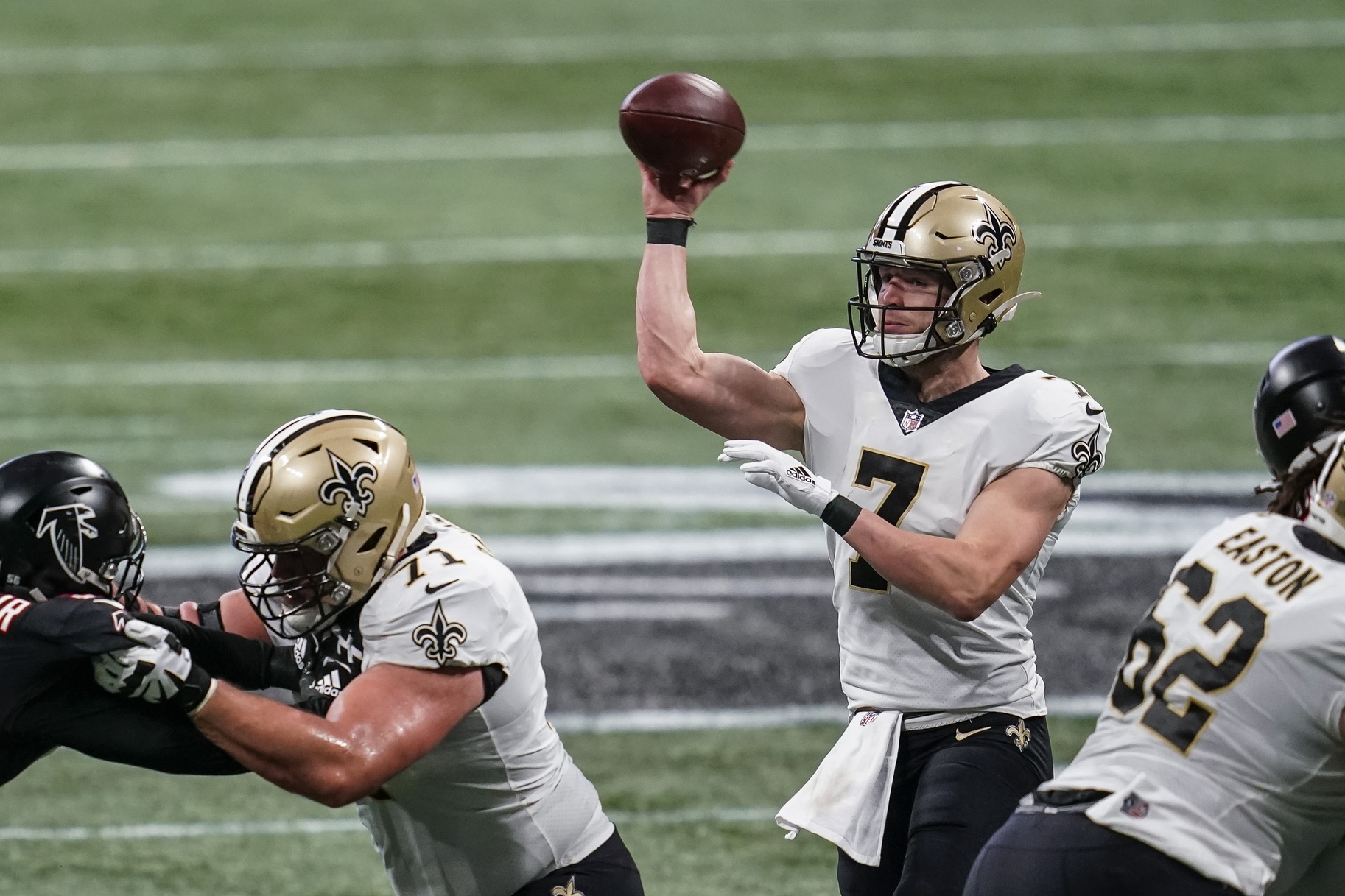 Taysom Hill of the New Orleans Saints in action against the New