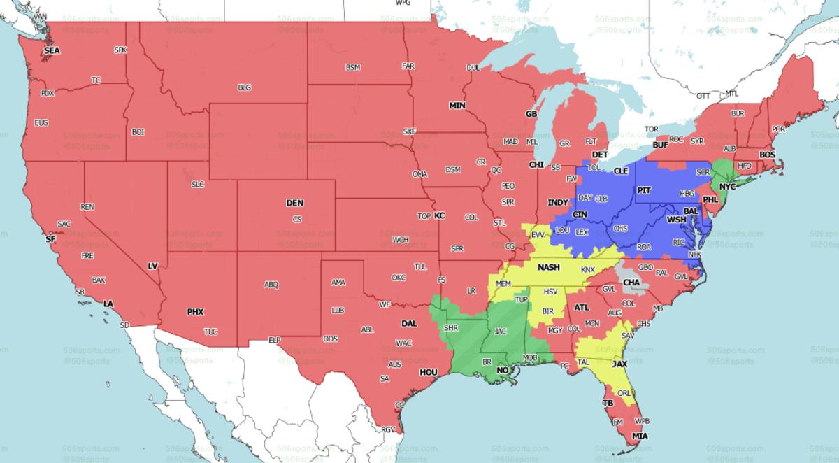 Saints-Jets projected in green.