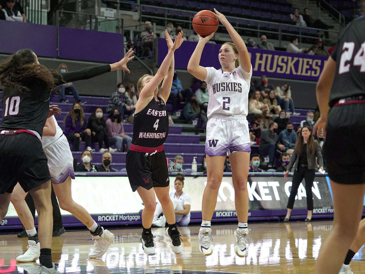 Lauren Schwartz launches a jumper against Eastern.