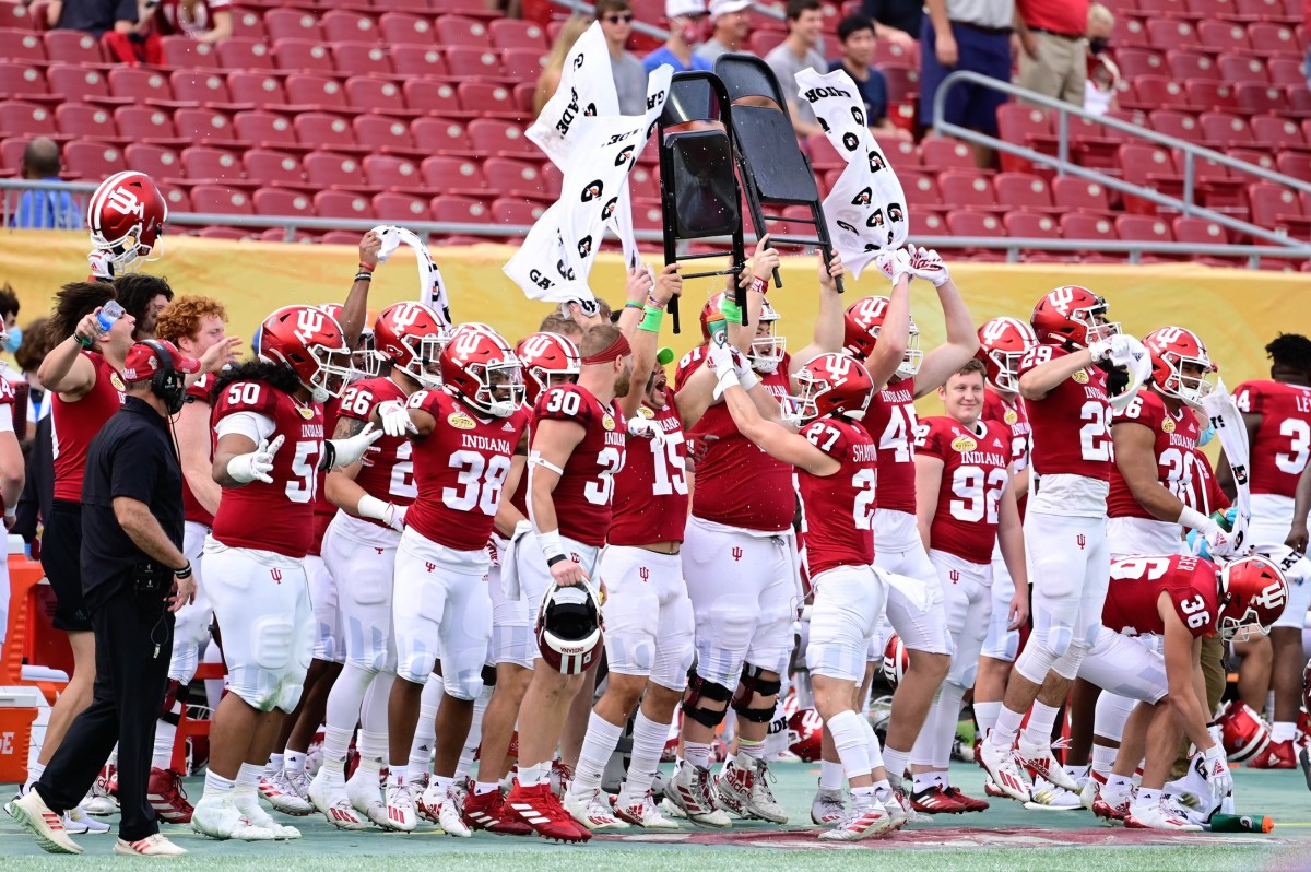 Indiana Hoosiers bench reacts during the second half against Ole Miss during the Outback Bowl at Raymond James Stadium in Tampa, Fla.. (Douglas DeFelice/USA TODAY Sports)