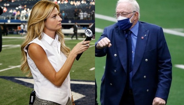 ARLINGTON, TX - NOVEMBER 24: Dallas Cowboys quarterback Dak Prescott (4)  does an interview with FOX Sports sideline reporter Erin Andrews after the  game between the Dallas Cowboys and the New York