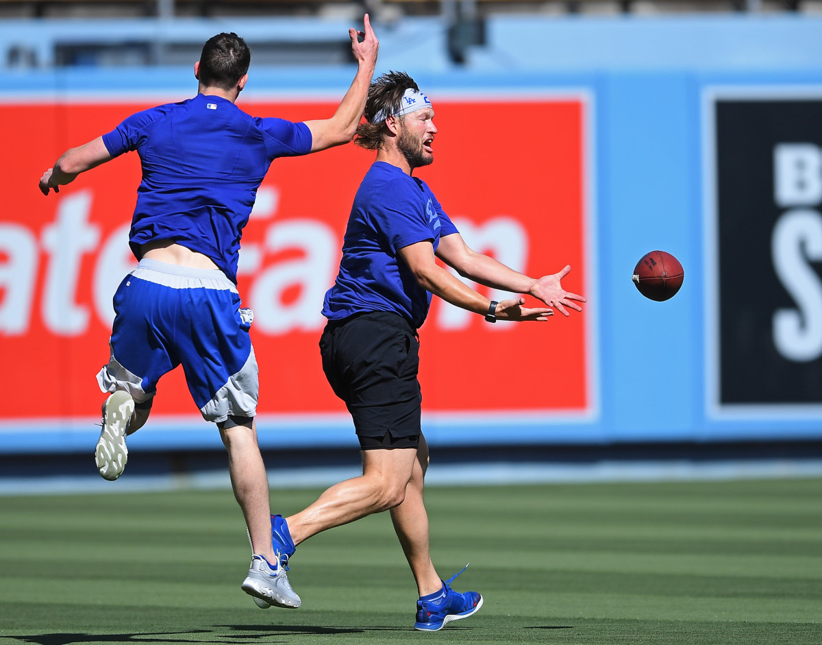 WATCH: Los Angeles Rams QB Matthew Stafford Throws First Pitch To Friend  LHP Clayton Kershaw At Dodgers Game - Sports Illustrated LA Rams News,  Analysis and More